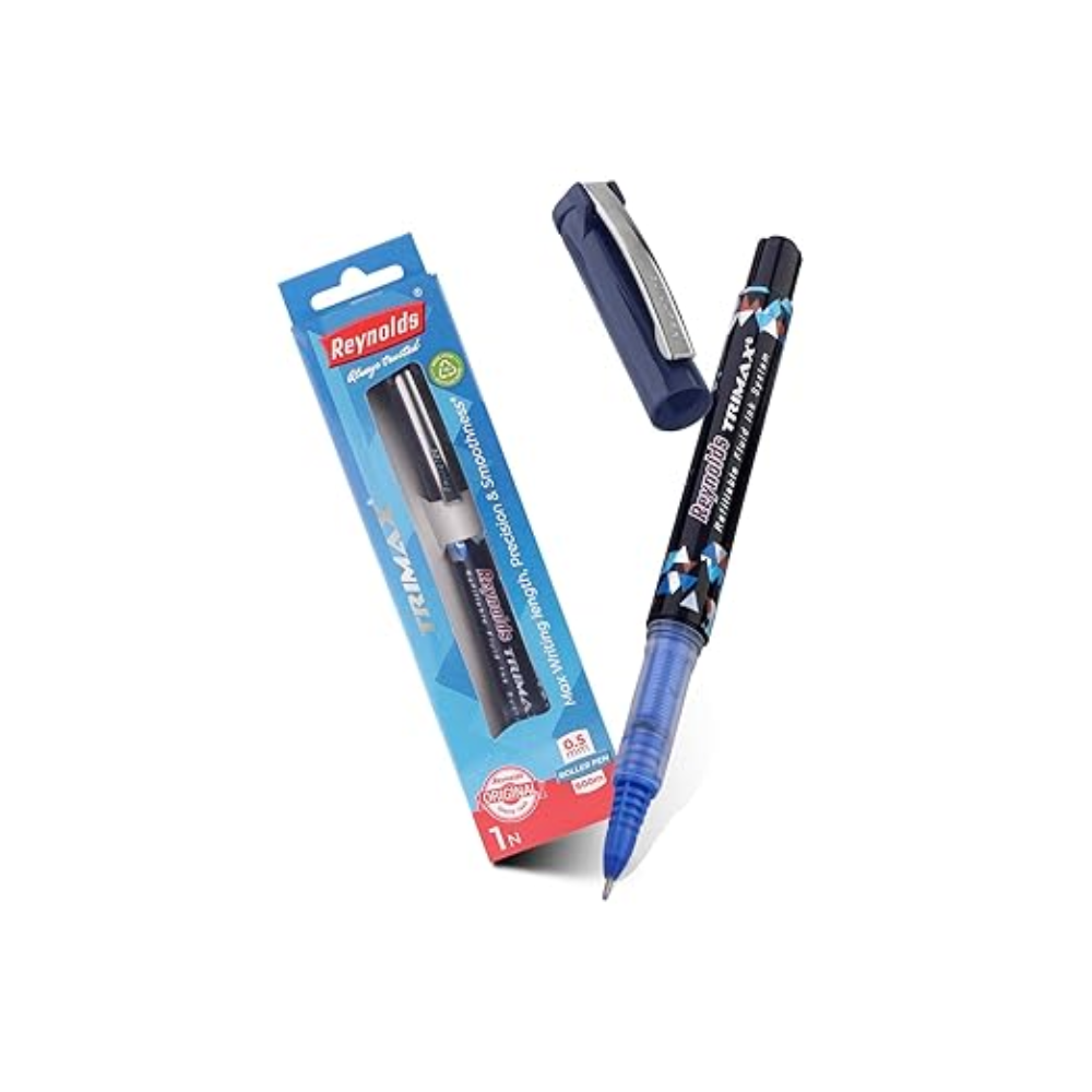 TRIMAX RollerBall Pen SET - 1 PEN BLUE | ROLLER BALL PEN FOR WRITING | PEN FOR STUDENTS & OFFICE STATIONERY | 0.5 mm TIP SIZE