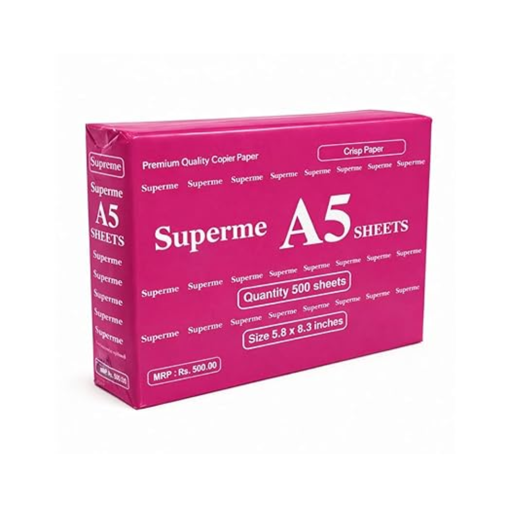 A5 Size Copier Paper | HALF SIZE | 500 Sheets | Multipurpose Printer Paper, 75 GSM, + (SIZE 5.8 X 8.3 INCHES) +