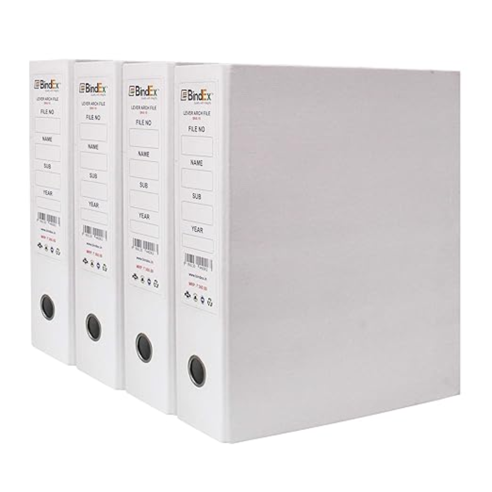 Office Lever Arch Clip Binder Box File Folder Index Cover Best for A4 Size Documents (White)