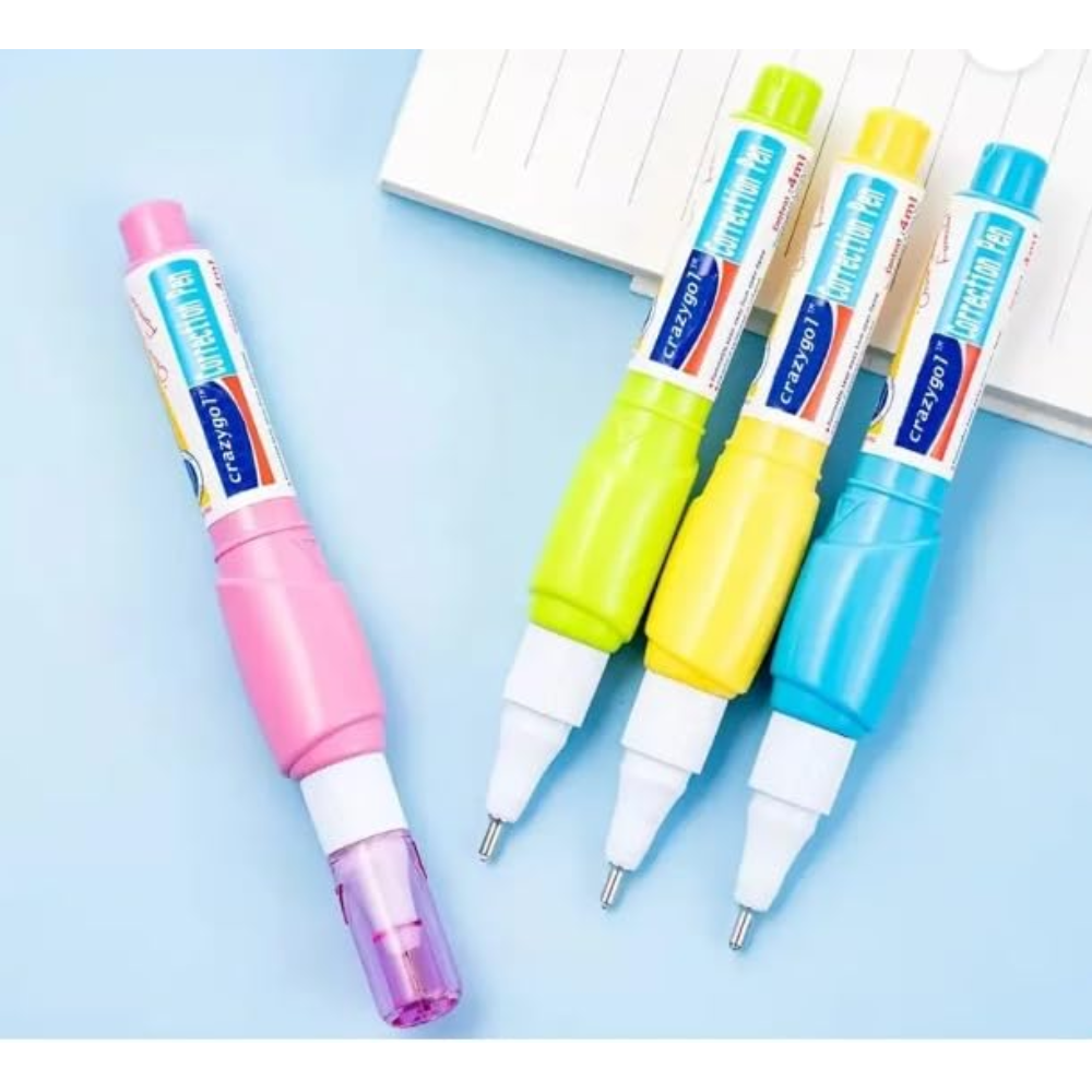 Whitener Fast Drying Multi Purpose Quick Dry Pen Tape White Correction Pen 6 ml (Pack of 4)