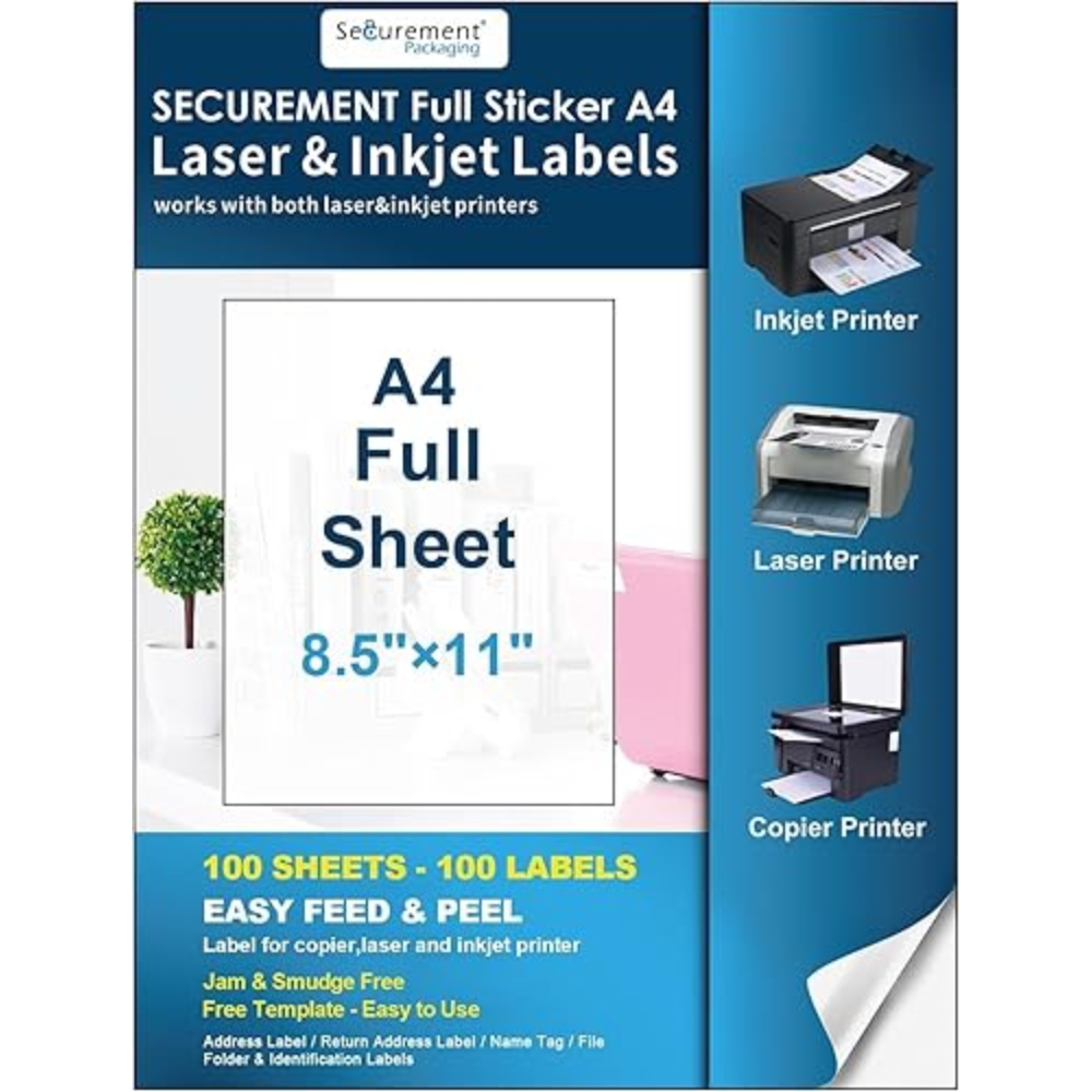 Full Sticker Label A4 Sheets for FBA Shipment- Suitalble for All Printers (100, Sheets)