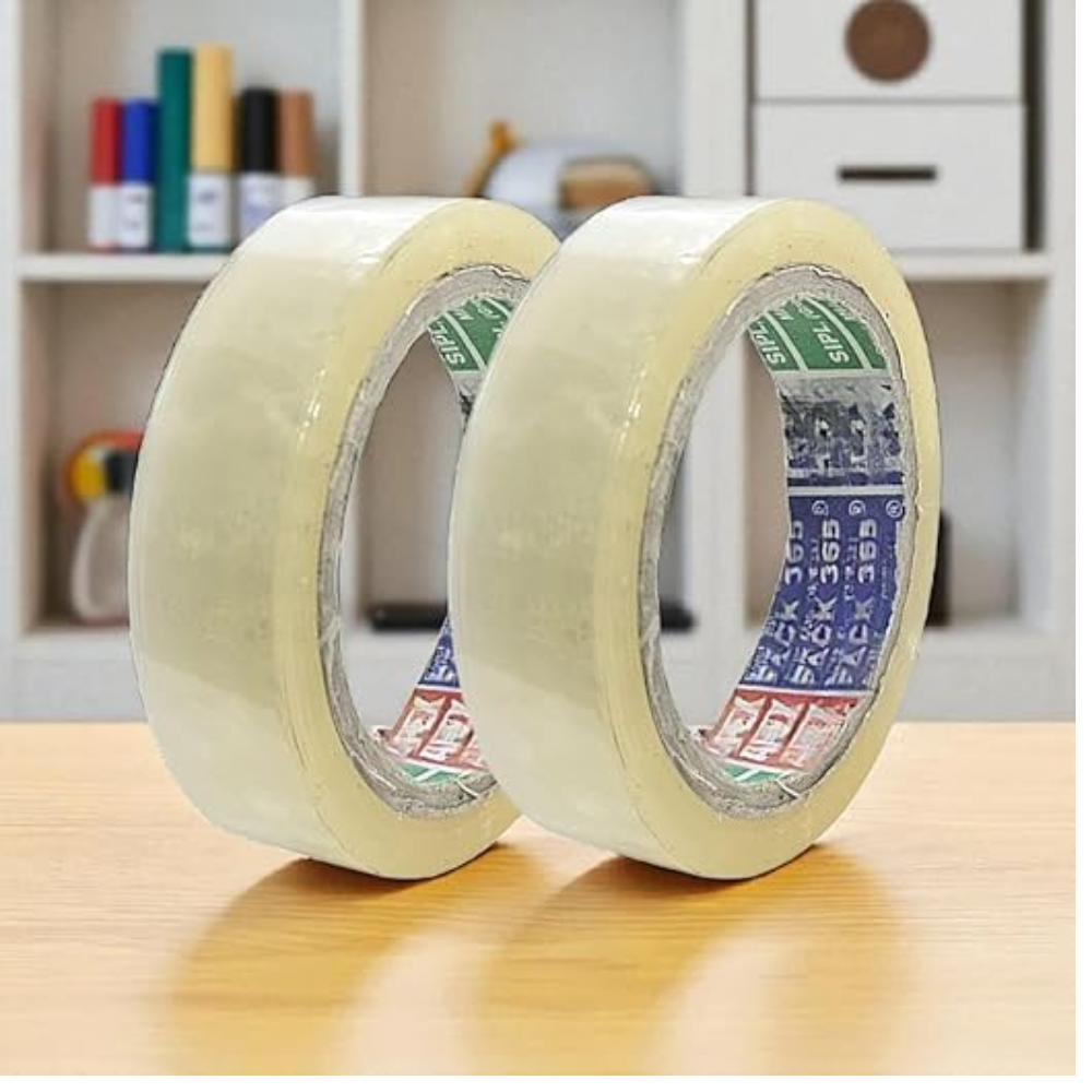 Pack of 2-1 inch Transparent Tape 65 Meters | Strong Adhesive Cello Tape for Craft, Packaging, Office, Gift Wrapping & DIY Projects | 2.5cm Wide Stationery Tape Roll (2)