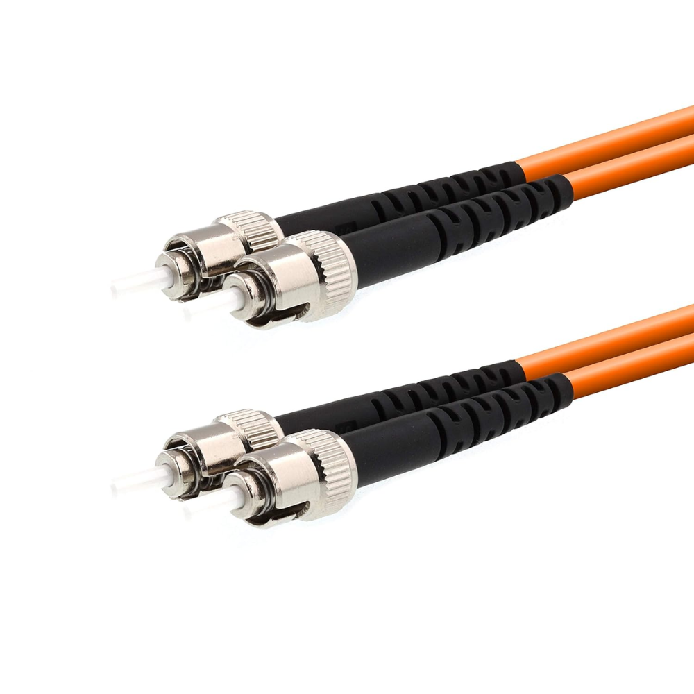 ST to ST Multimode Duplex OM1 Fiber Patch Cable – 62.50/125µm – High-Speed Optical Fiber Jumper Cord – Orange (1M) - 2 Pack