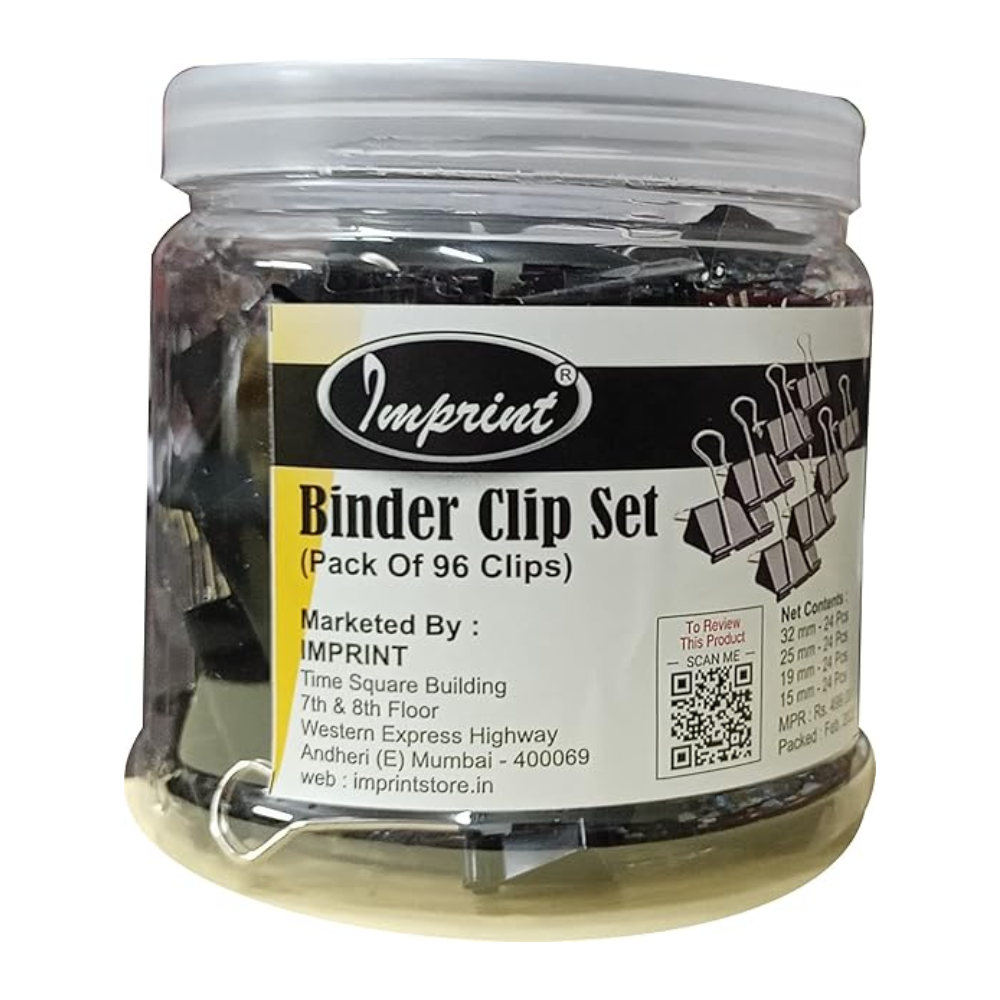 Metal Binder Clips Black Paper Clip 32 25 19 15 MM Binder Clips 24 of Each Size, Total 96 PC's Stationery Binding Supplies for Loose Papers, Files, DIY, Office and School Use