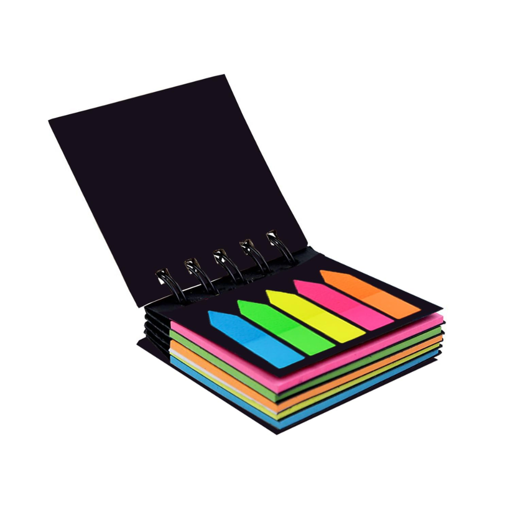 Solimo Sticky Notes Pad, Pocket-Size, Wirobound (2 x 3 Notes and Flags, 5 Colours)