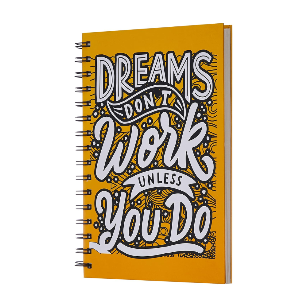 Daily Planner and Organizer, To Do List, Undated Hard Bound Planner, Laminated Covers, 150 Pages (Dreams Work, Yellow)