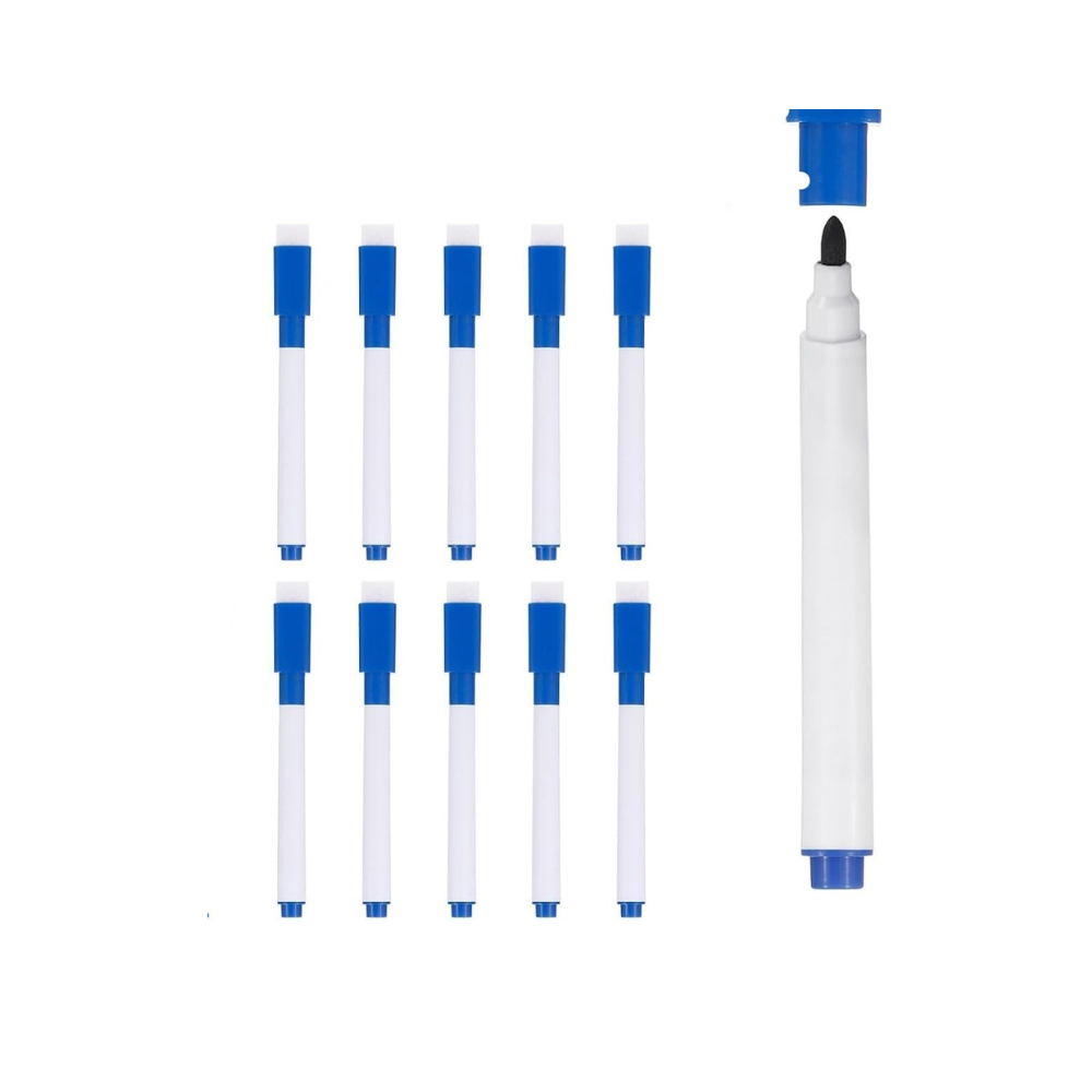 10pc Dry Erase Pens, Fine Point Whiteboard pen with Eraser Cap for Office Home Classroom etc