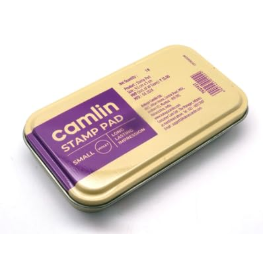 Patel Enterprise Camlin Stamp Pad, Large Size, Long Lasting Impression, Large Violet Blue Colour (Size : 15.7cm x 9.6cm) for Sharp Footprint, Ideal for Marking Documents (Pack of 1)