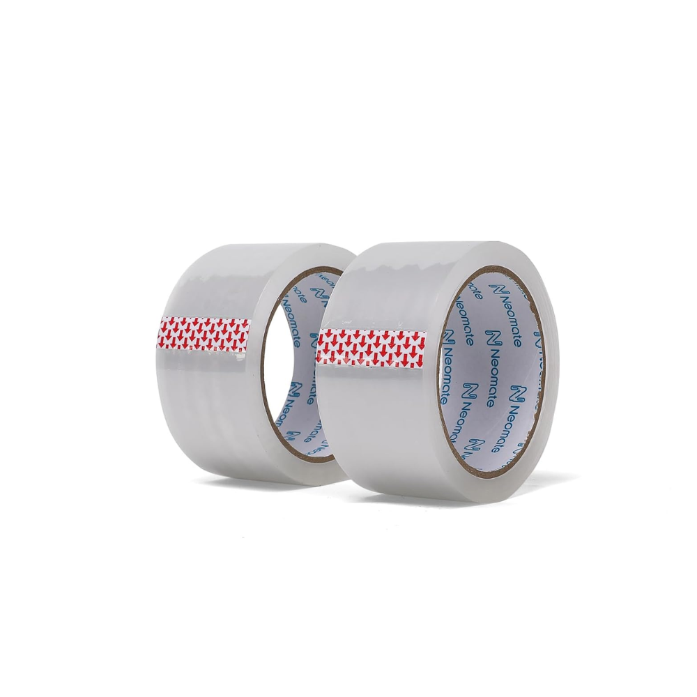 Low Noise Clear BOPP Packaging Tape | 48mm x 50m, Pack of 2 | Heavy-Duty Transparent Tape for Packaging, Decorating, DIY Projects