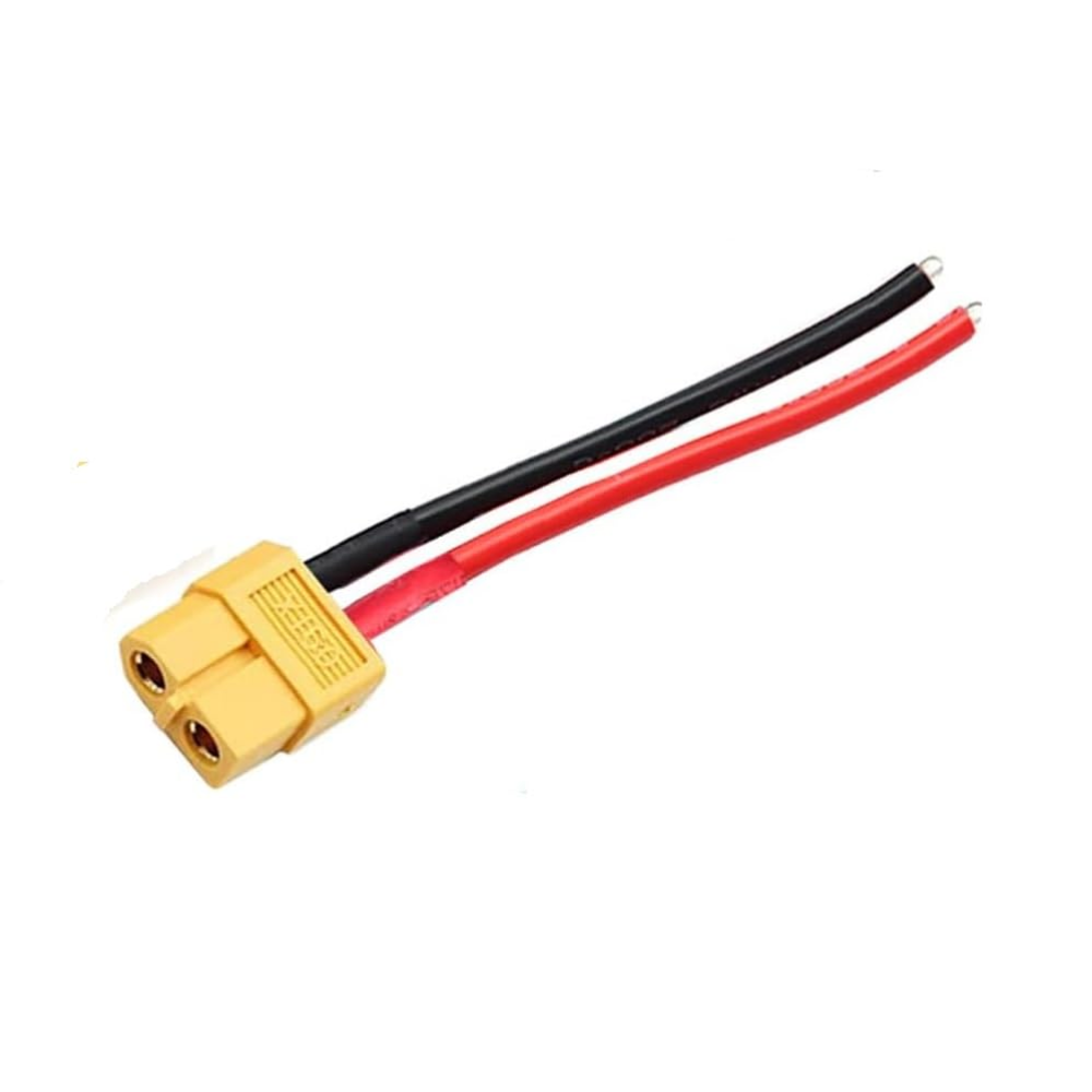 XT60 Female Power Connector with Pigtail Wires – 60A High-Current Gold-Plated Plug, Pre-Soldered Silicone Cable for RC Battery, Drone, FPV, ESC & DIY Applications