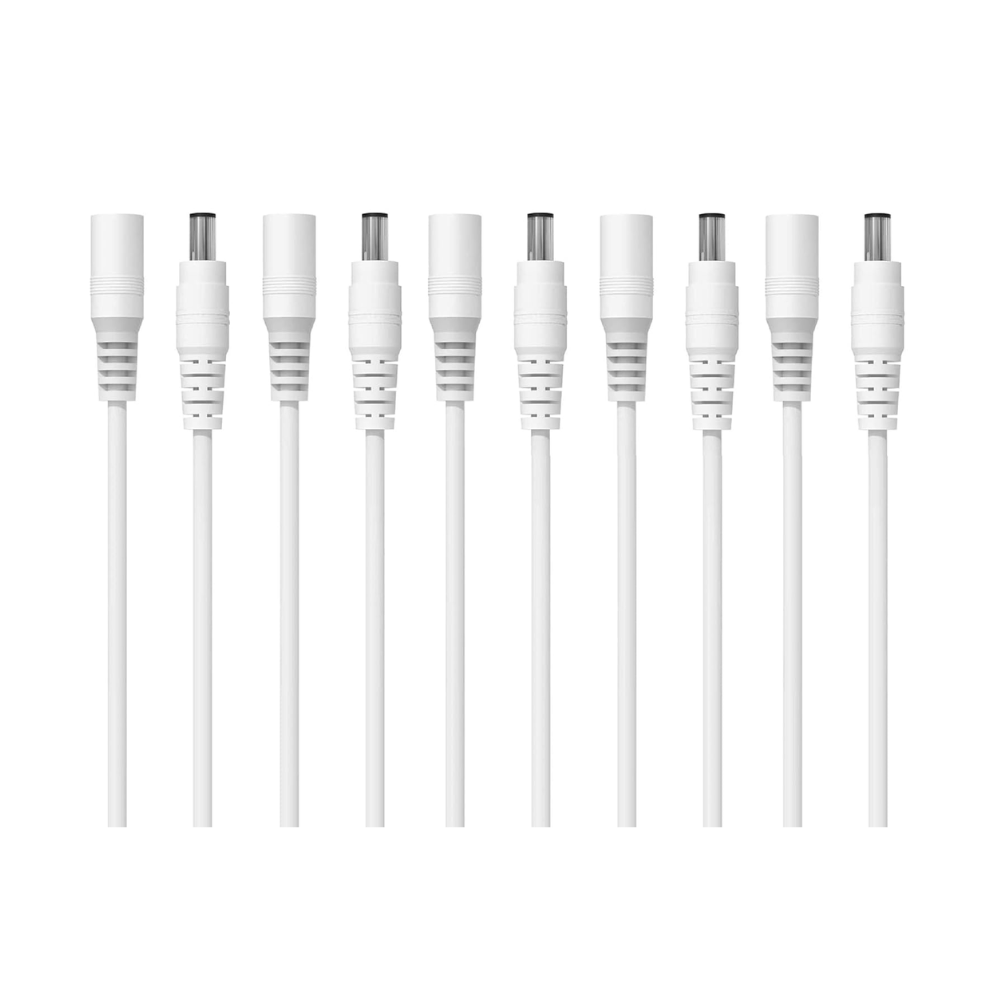 18AWG 10 Pairs DC Power Pigtail Cable 12V 5A Male & Female DC Power Barrel Jack Plug Connector for CCTV Home Security DVR Camera DC Extension Cord Power Tail(2.1mm x 5.5mm) 10 Pairs,White
