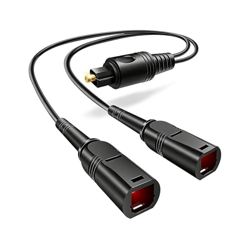 Optical Audio Cable Splitter 1 in 2 Out, Toslink Digital Fiber Audio Splitter 1 Male Input 2 Female Output Support LPCM2.0 Doldy DTS Digital & DTS 5.1CH for Xbox, PS4, TV Box, Sound Bar, etc