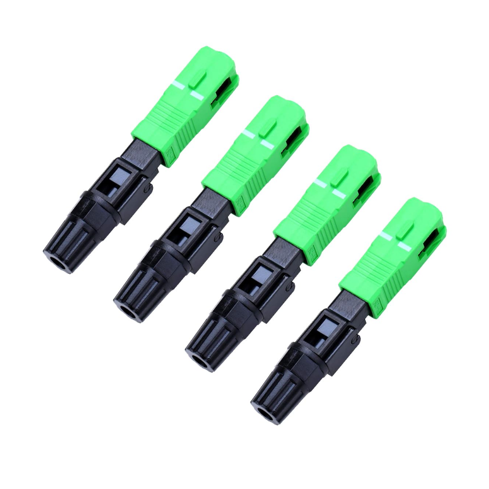 CABLE SPLICER TECH - FTTH SC/APC Fast Connector (Pack of 4) – Field Assembly Fiber Optic Connector for 3.0x2.0mm Drop Cable – Quick Termination Connectors for FTTH Network & Patchcord Use