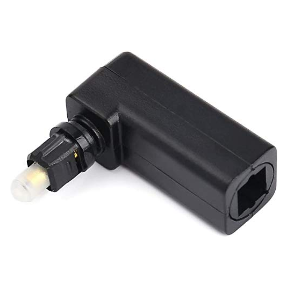 360 Degree Digital Fiber Optic Toslink Right Angle 90 Degree Male to Female Optical Audio Connector Adapter for Television - Black (OPTICAL-360D){TD-683OC}