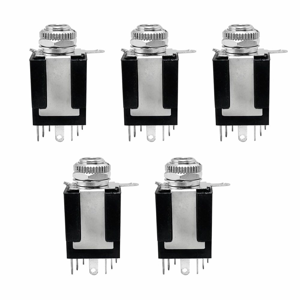 P-38 ST Female Connector – Box Type Metal Audio Connector for Mono/Stereo Plug – Durable Metal Housing 6.35mm Socket for Mic Mixer Amp and Audio Devices (Pack of 5)