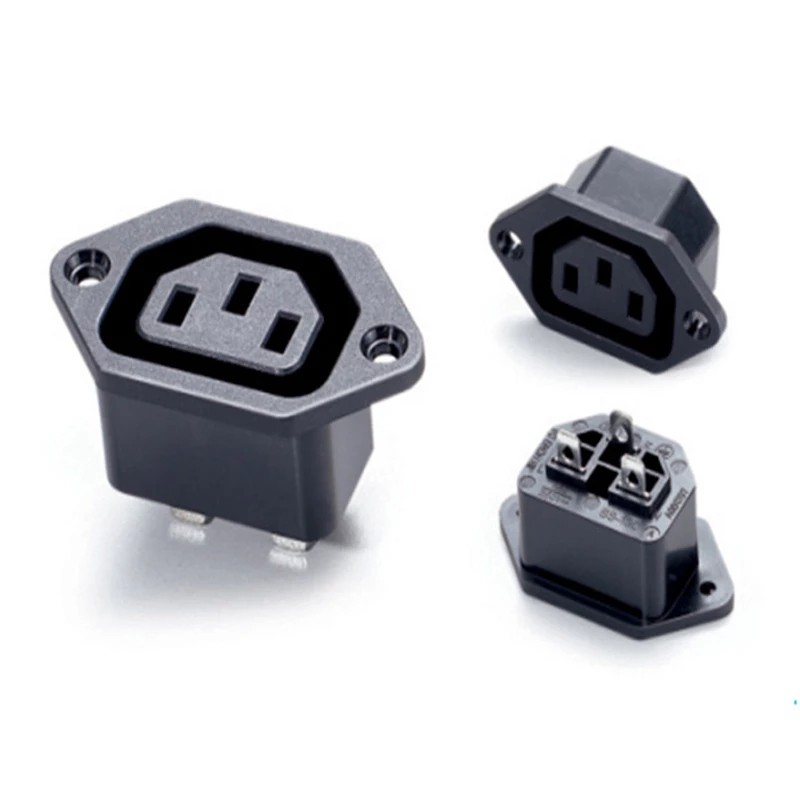 3 Pin C13 Female Panel Mount Plug Socket Adapter 250V DC/AC 10A Power Terminal