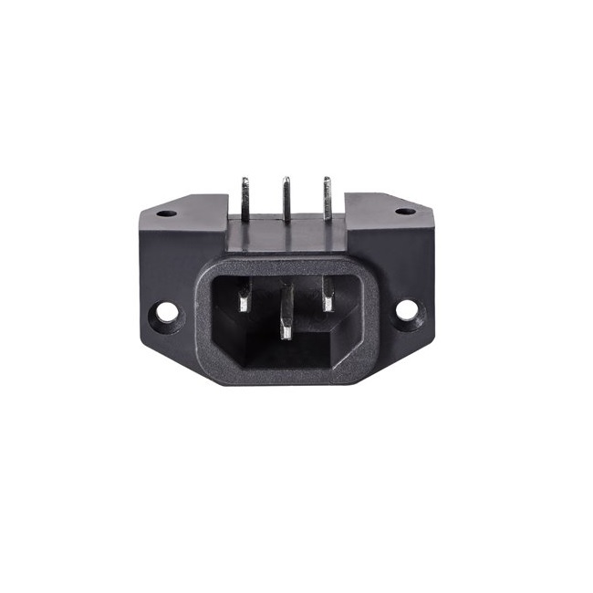 3 Pin C14 Male Panel Mount 250V DC/AC 10A Power Terminal Right Angle