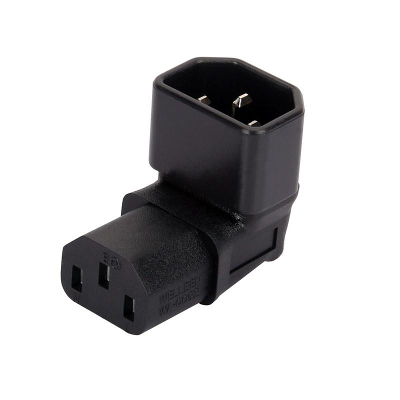 C14 to C13 Right Angle AC Adapter Upward Bend