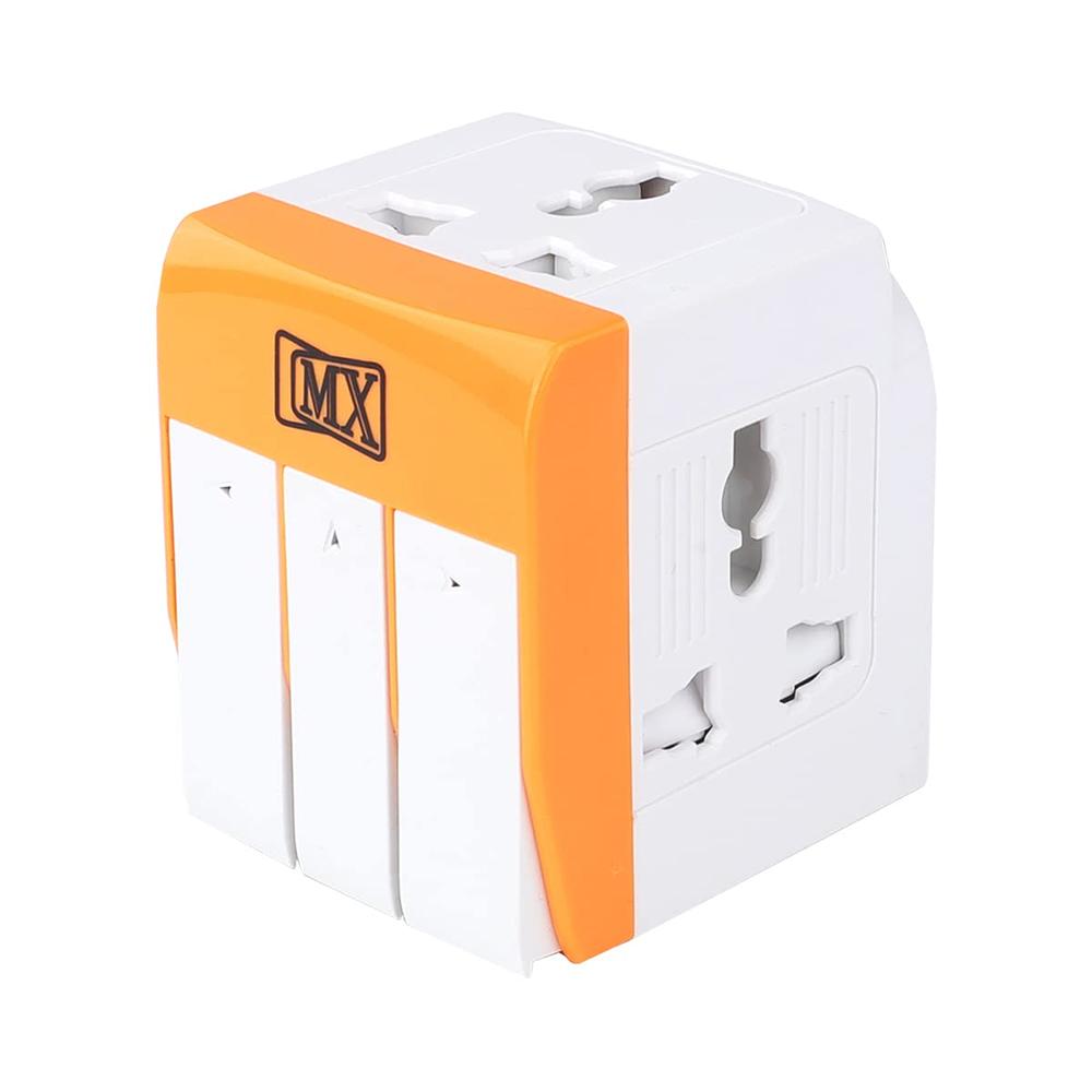 MX -4006 3 PIN 3 Way Universal Multi Plug with Individual Switch (Multicolor)