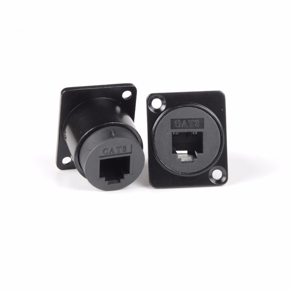 RJ45 Cat 3 Panel Mount Type-D Connector – Black Color