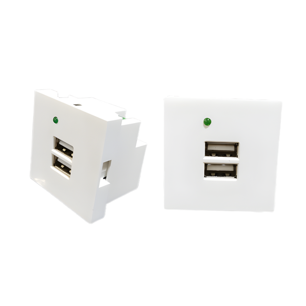 45Type Dual USB 5V 2.1A Charging Module 45X45mm USB Wall Charger Socket with Dual Outlets Plug