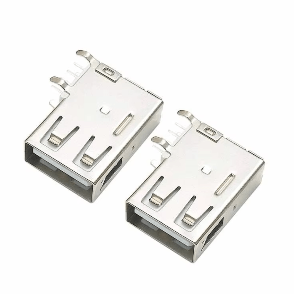 USB Type A Long Body Lateral Female Socket 90 Degree DIP Connector- 5 Pcs