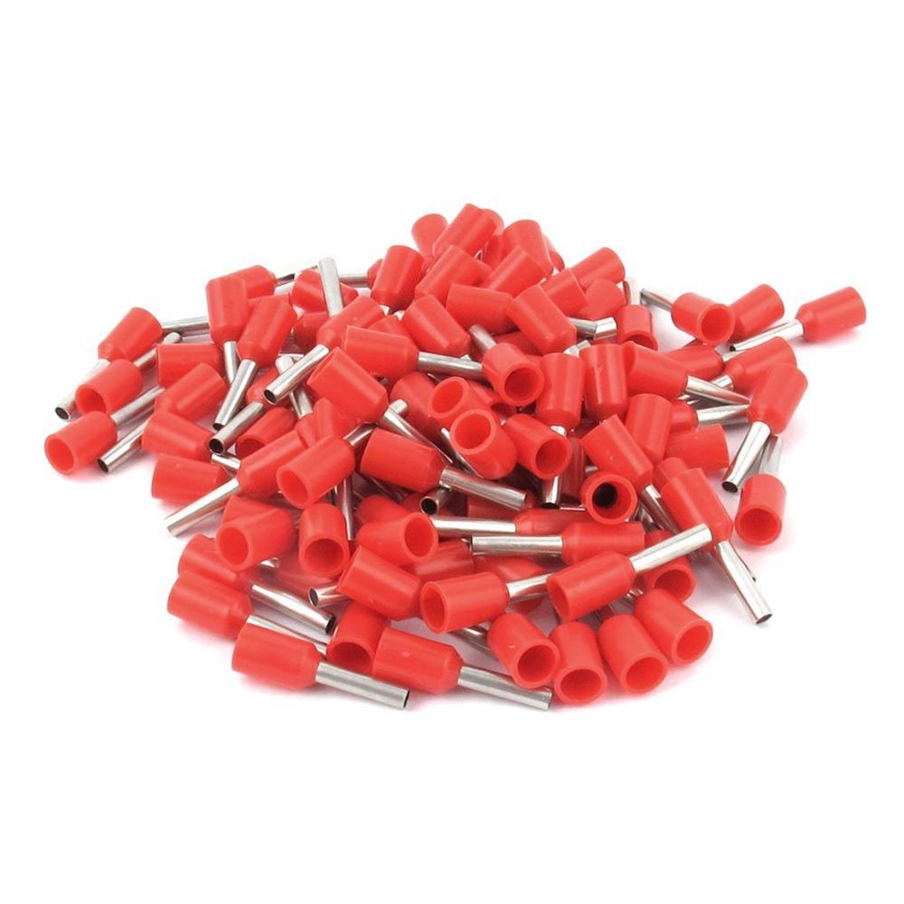 E1508 Red (Pack Of 100 Pcs) for 1.5 Sqmm Wire Gauge Insulated Cord End Terminal Lugs