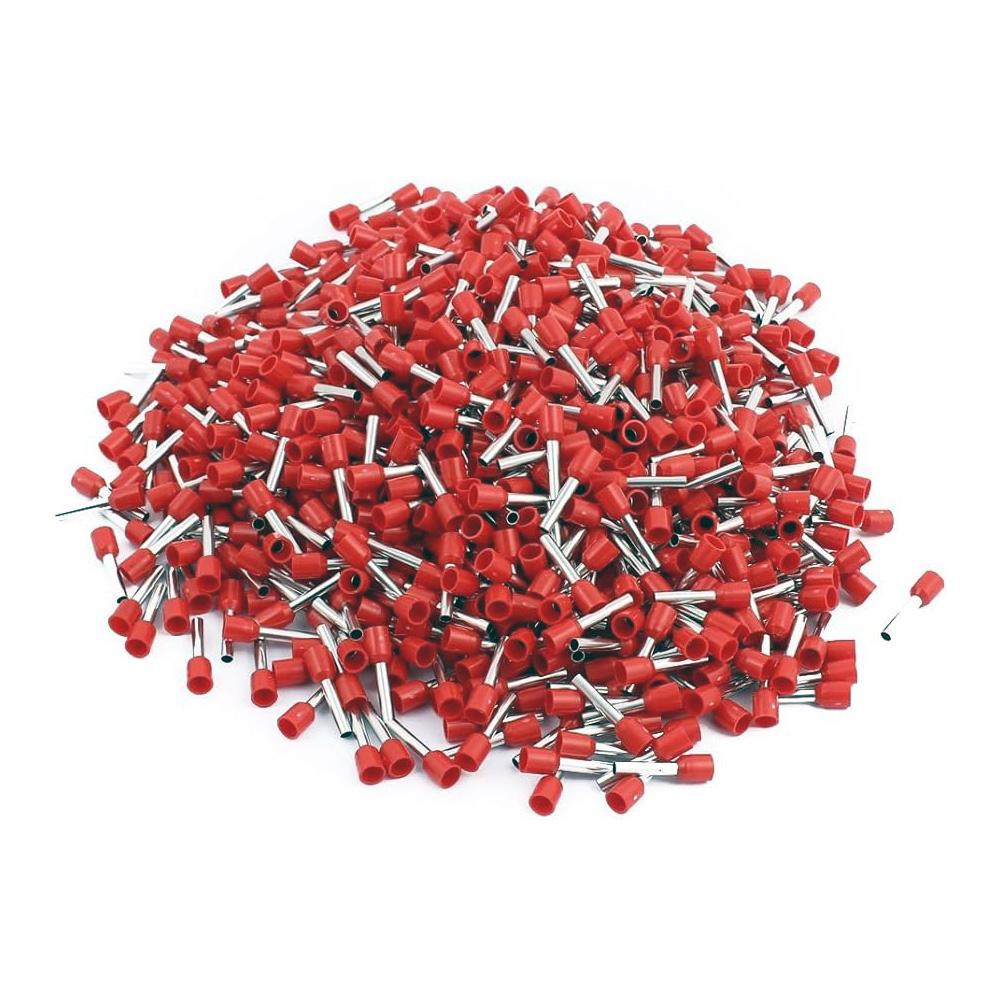 E2512 Red (Pack Of 100 Pcs) for 2.5 Sqmm Wire Gauge Insulated Cord End Terminal Lugs
