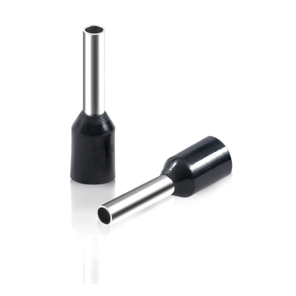 E7512 Black (Pack Of 100 Pcs) for 0.75 Sqmm Wire Gauge Insulated Cord End Terminal Lugs