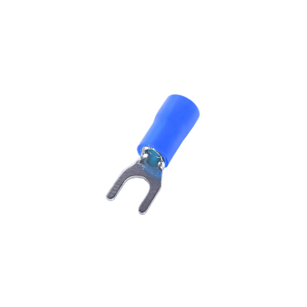 SV1.25-3 Blue 22-16AWG (0.5-1.5 mm²) 19A U-Type Insulated Fork Spade Wire Crimp Terminal Lug Connector (Pack Of 50)