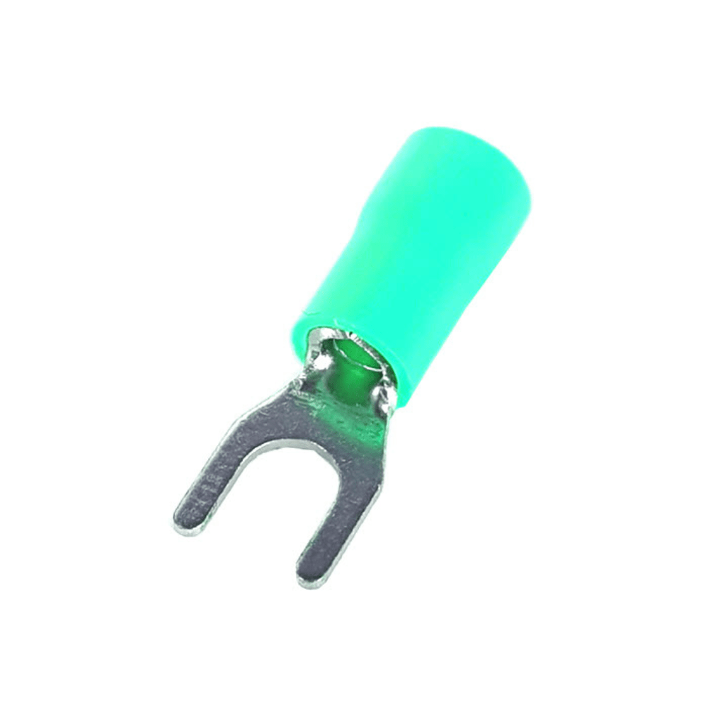 SV1.25-3 Green-16AWG (0.5-1.5 mm²) 19A U-Type Insulated Fork Spade Wire Crimp Terminal Lug Connector (Pack Of 50)