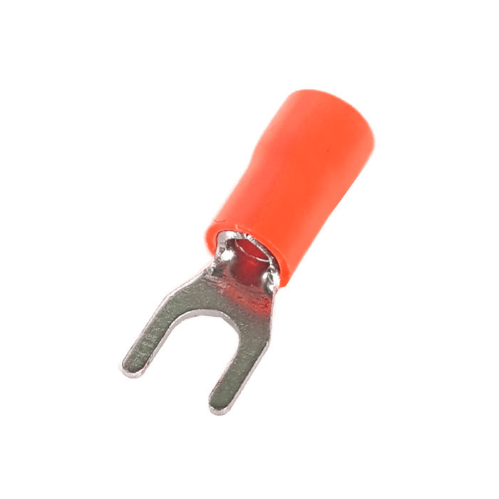 SV1.25-3 Red 22-16AWG (0.5-1.5 mm²) 19A U-Type Insulated Fork Spade Wire Crimp Terminal Lug Connector (Pack Of 50)