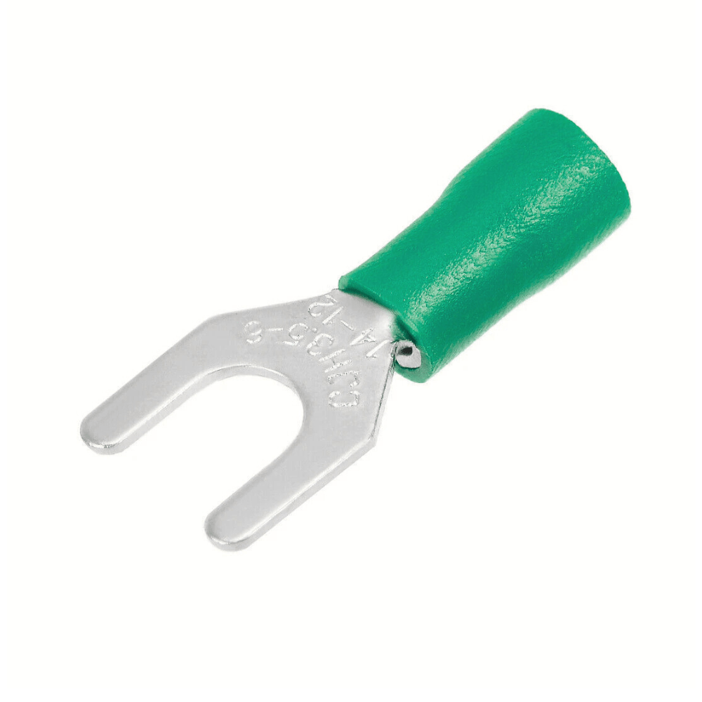 SV1.25-5 Green 22-16AWG (0.5-1.5 mm²) 19A U-Type Insulated Fork Spade Wire Crimp Terminal Lug Connector (Pack Of 50)