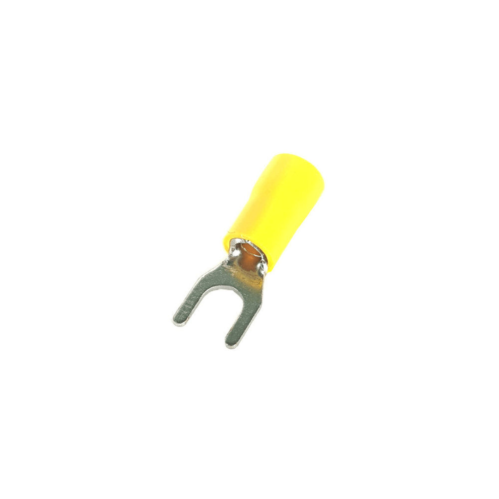 SV2-3 Yellow 16-14AWG (1.5-2.5 mm²) 27A U-Type Insulated Fork Spade Wire Crimp Terminal Lug Connector (Pack Of 50)