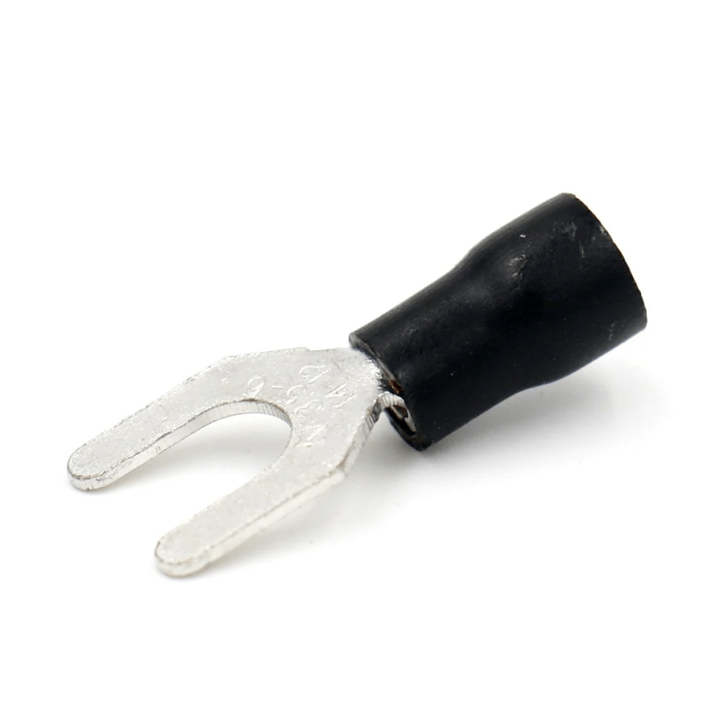 SV2-5 Black 16-14AWG (1.5-2.5 mm²) 27A U-Type Insulated Fork Spade Wire Crimp Terminal Lug Connector (Pack Of 50)