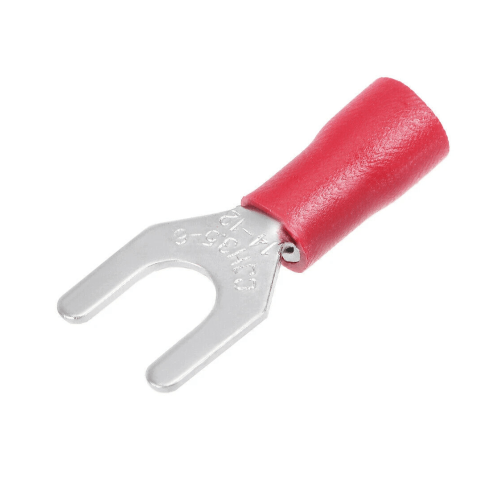 SV3.5-6 Red 14-12AWG (2.5-4 mm²) 37A U-Type Insulated Fork Spade Wire Crimp Terminal Lug Connector (Pack Of 50)