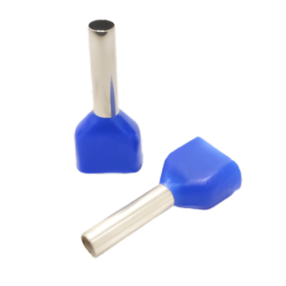 TE0508 Blue (Pack Of 100 Pcs) for 2×0.5 Sqmm Wire Gauge Insulated Cord End Terminal Lugs