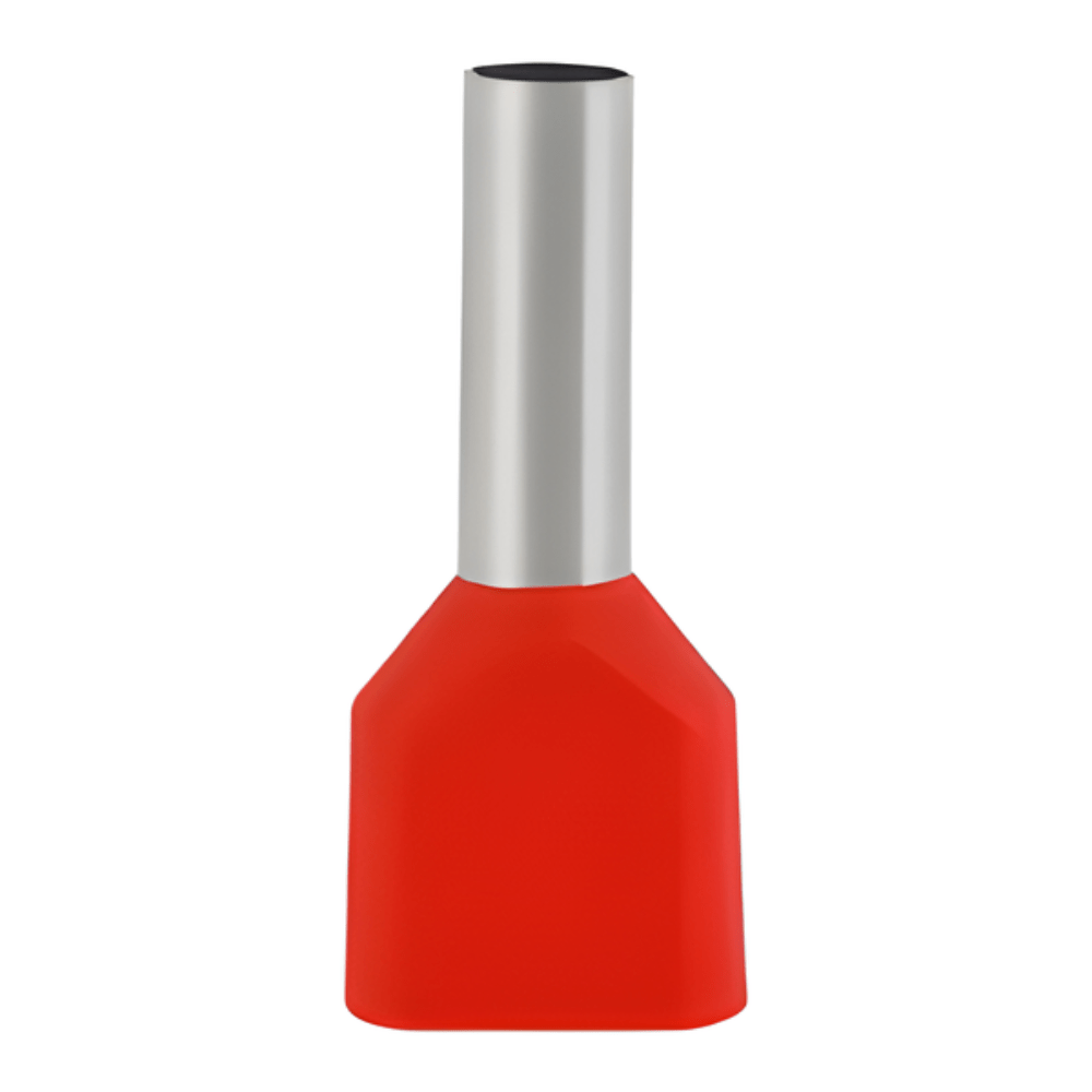 TE1008 Red for 2×1 Sqmm Wire Gauge Insulated Cord End Terminal Lugs (Pack Of 50 Pcs)
