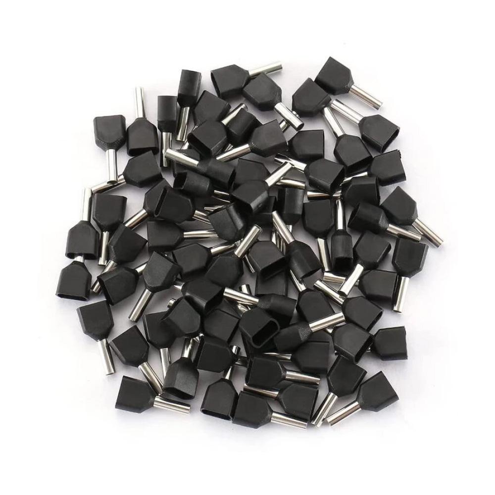 TE1508 Black (Pack Of 100 Pcs) for 2×1.5 Sqmm Wire Gauge Insulated Cord End Terminal Lugs