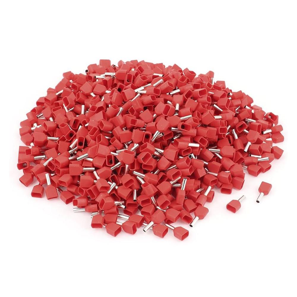 TE1508 Red (Pack Of 100 Pcs) for 2×1.5 Sqmm Wire Gauge Insulated Cord End Terminal Lugs