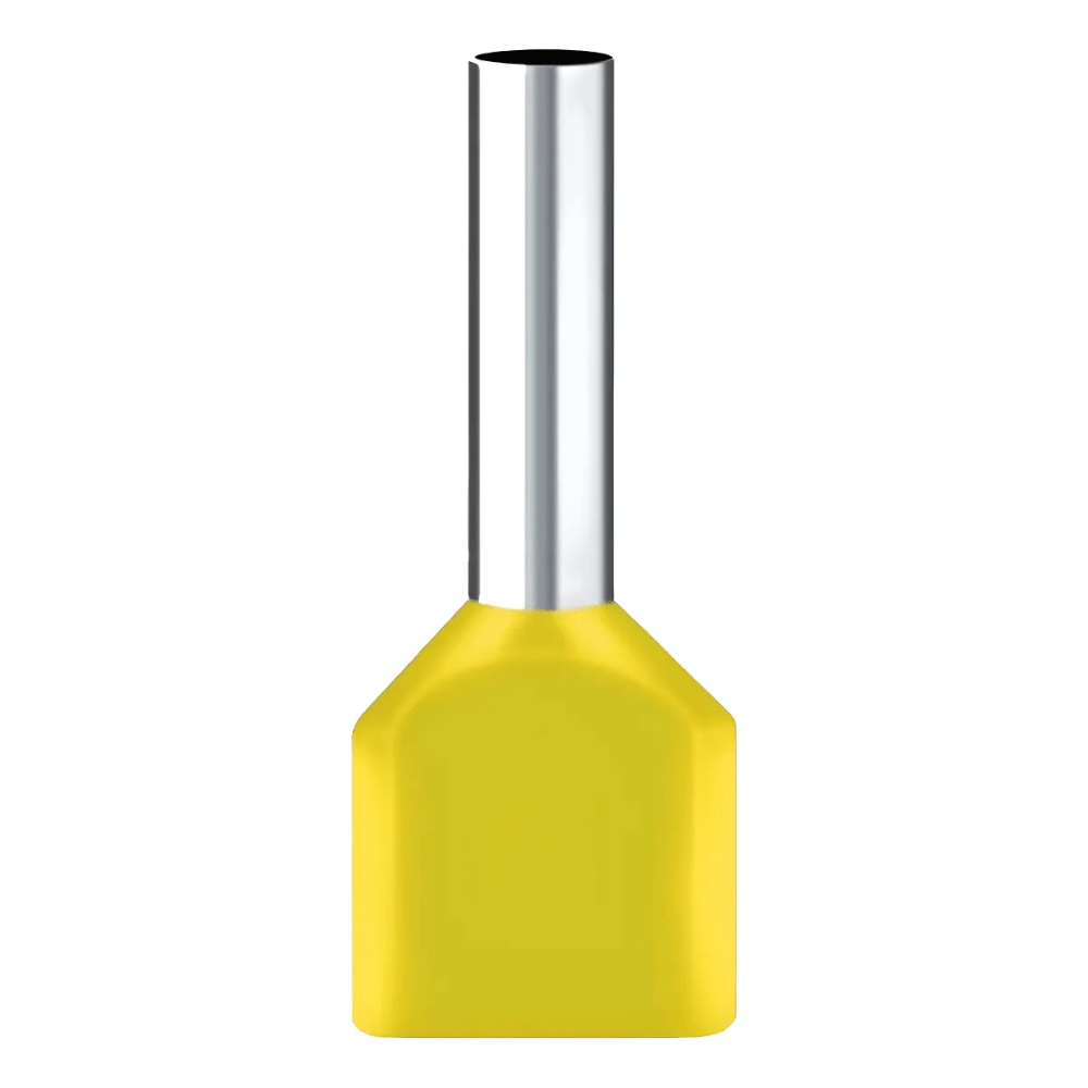 TE2510 Yellow for 2×2.5 Sqmm Wire Gauge Insulated Cord End Terminal Lugs (Pack Of 50 Pcs)