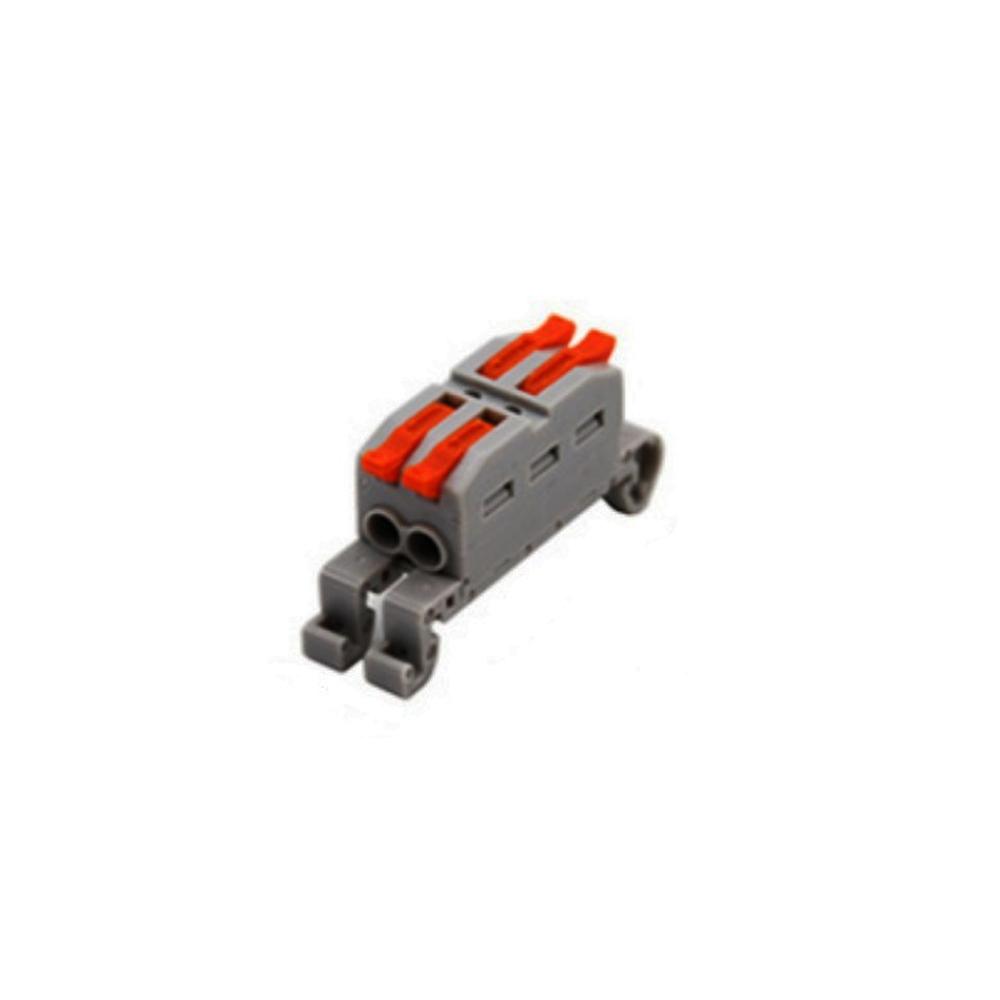 Mini Wire Electrical Quick Connectors Rail Type 2 Pins Fast Universal Compact Conductor Wiring Cable Push-in Butt Terminal Block