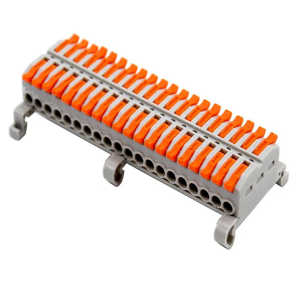 Mini Wire Electrical Quick Connectors Rail Type 20 Pins Fast Universal Compact Conductor Wiring Cable Push-in Butt Terminal Block