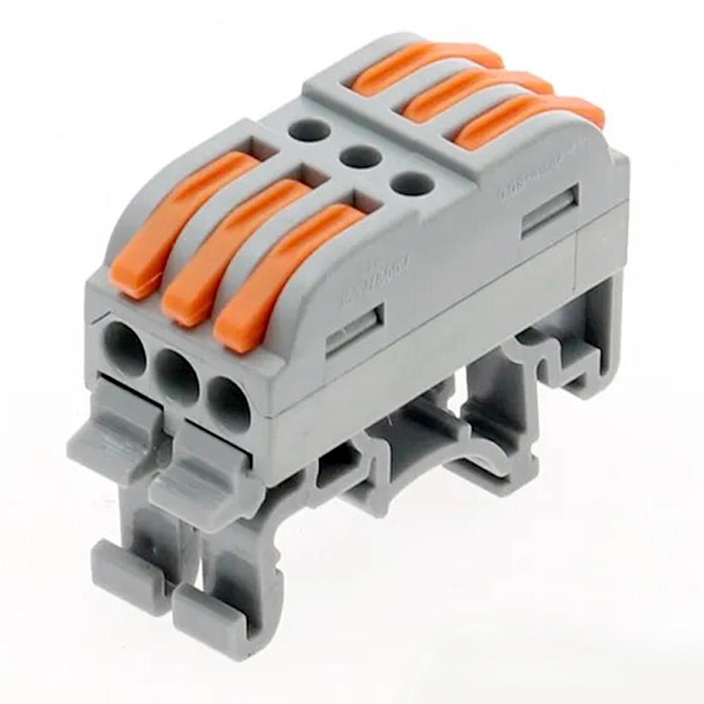 Mini Wire Electrical Quick Connectors Rail Type 3 Pins Fast Universal Compact Conductor Wiring Cable Push-in Butt Terminal Block