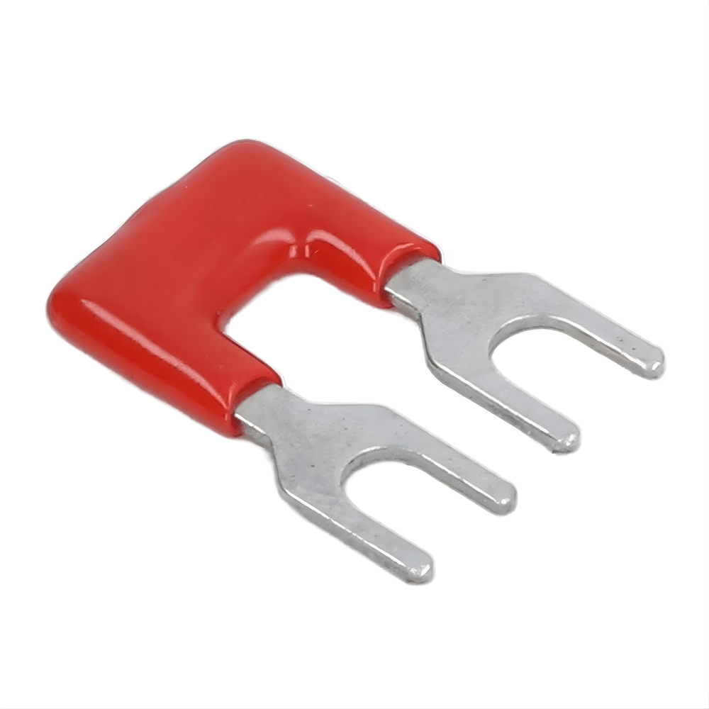 TB-1502 Fork Type 2Pin 15A 400V Wiring Shorting Bar Connector- Red (Pack of 2)