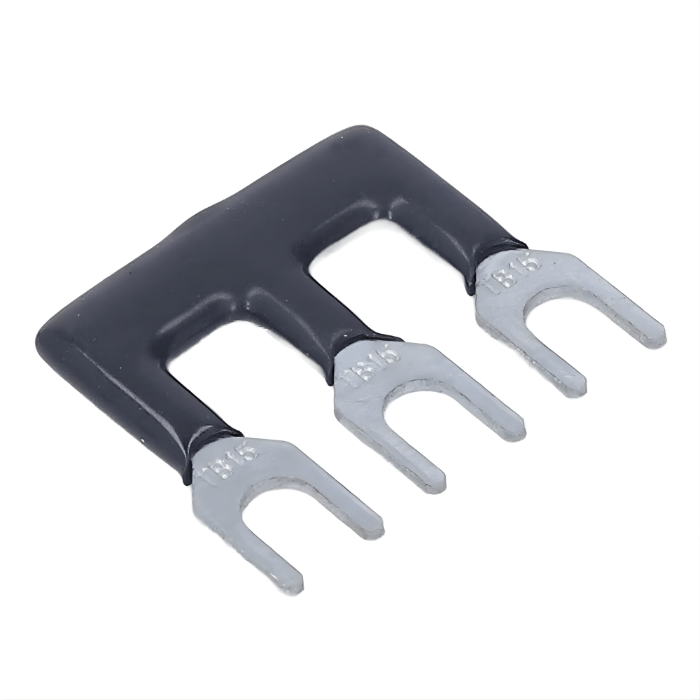 TB-1503 Fork Type 3Pin 15A 400V Wiring Shorting Bar Connector- Black (Pack of 2)