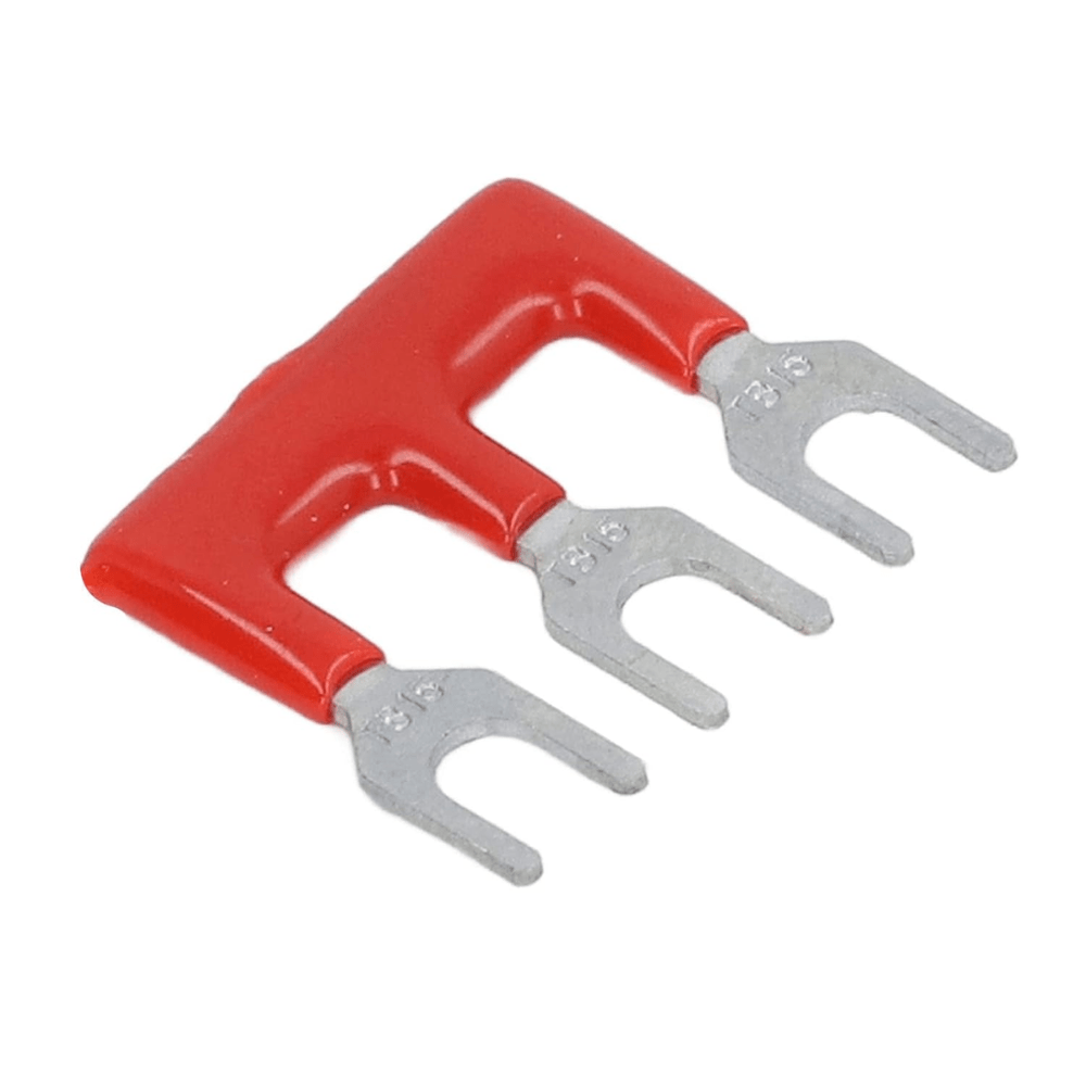 TB-1503 Fork Type 3Pin 15A 400V Wiring Shorting Bar Connector- Red (Pack of 2)