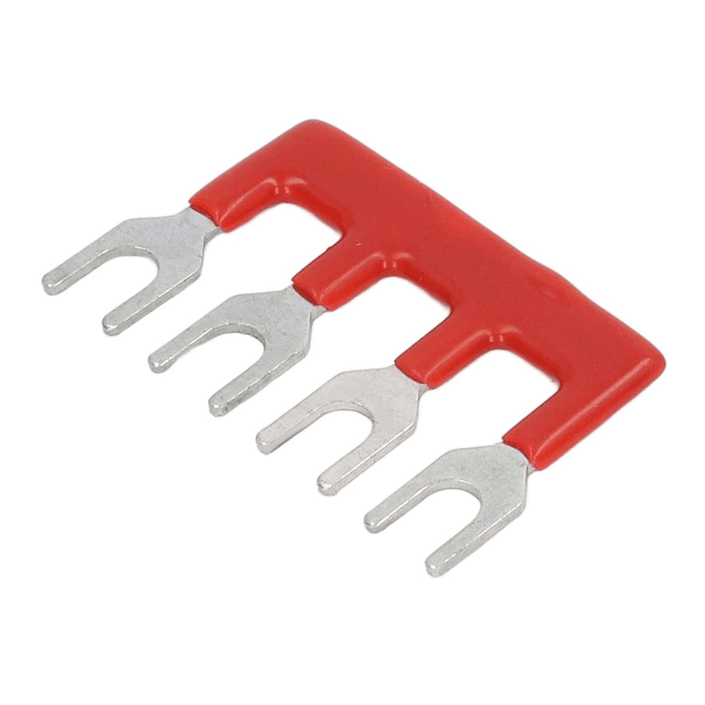 TB-1504 Fork Type 4Pin 15A 400V Wiring Shorting Bar Connector- Red (Pack of 2)