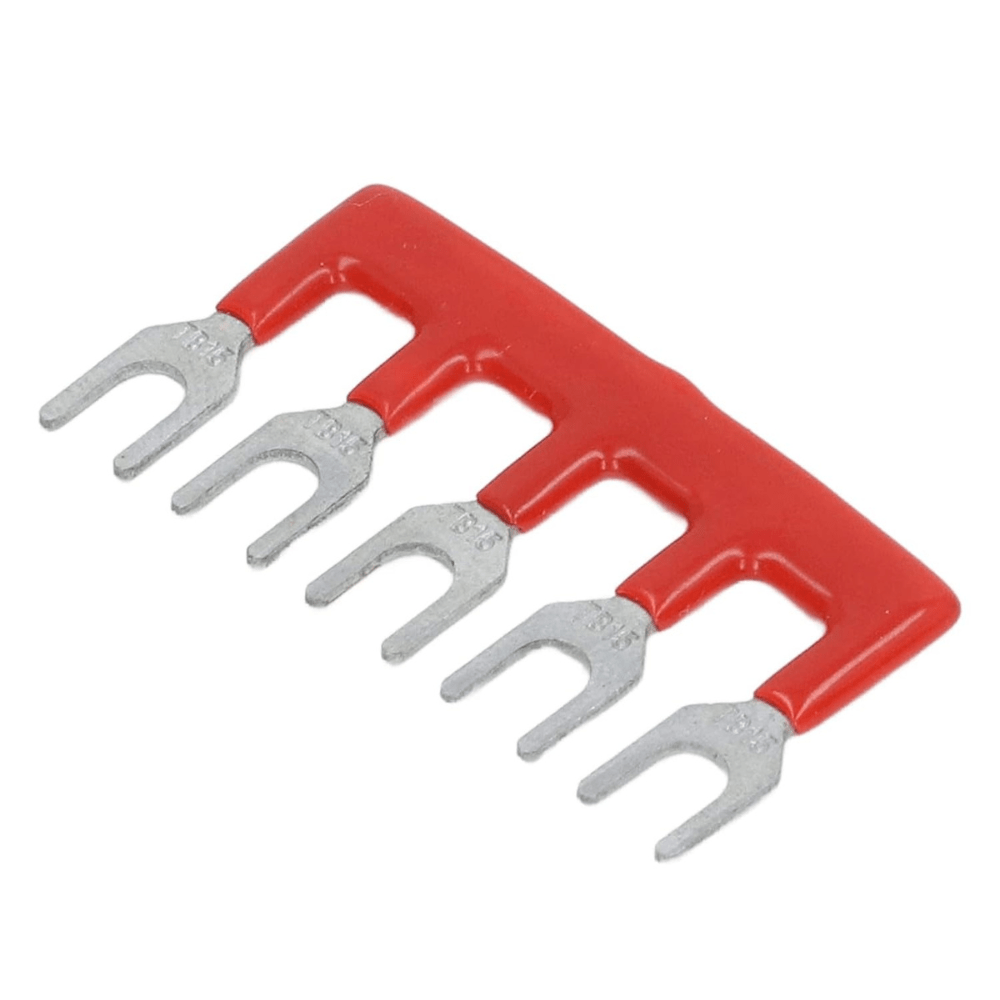 TB-1505 Fork Type 5Pin 15A 400V Wiring Shorting Bar Connector- Red (Pack of 2)