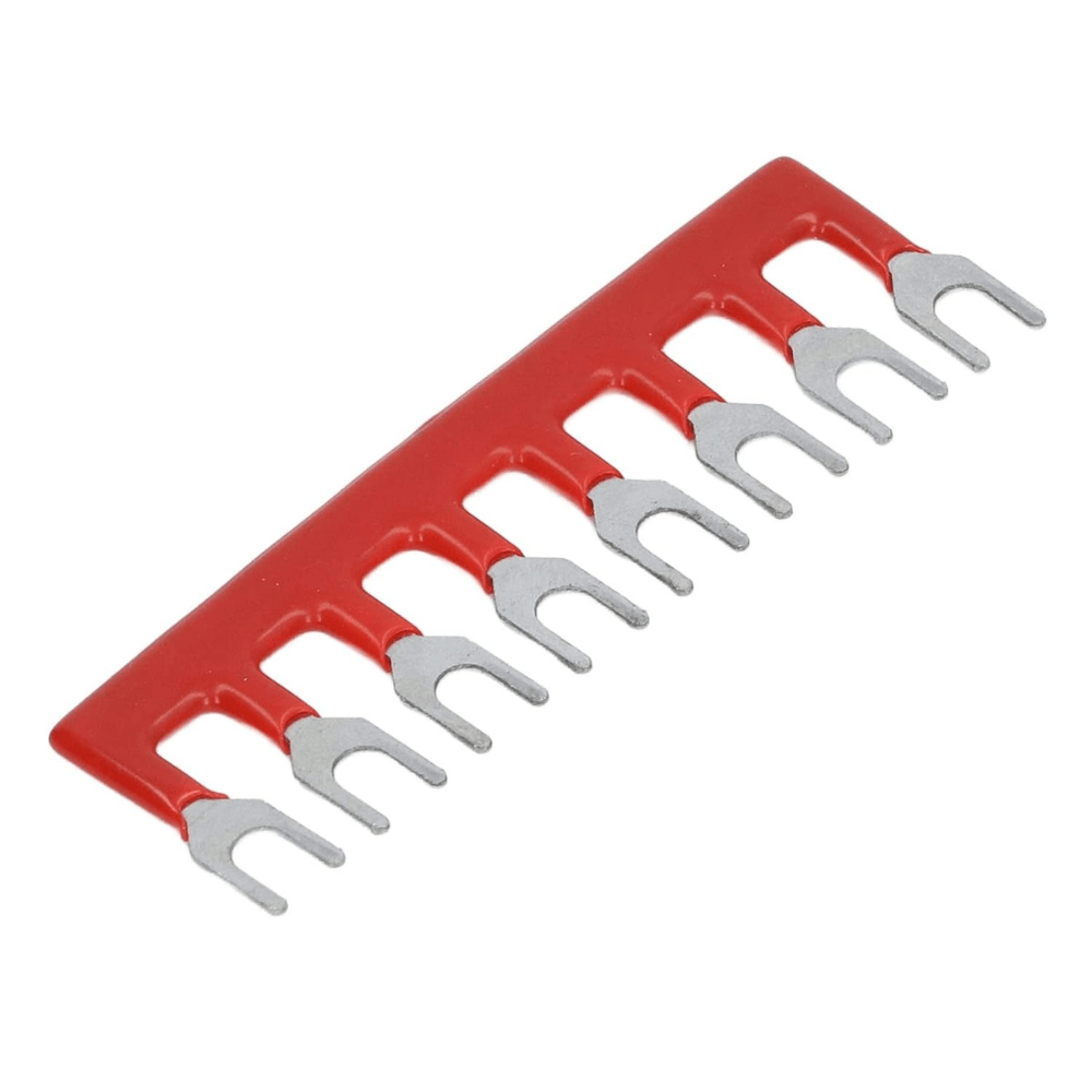TB-1508 Fork Type 8Pin 15A 400V Wiring Shorting Bar Connector- Red (Pack of 2)